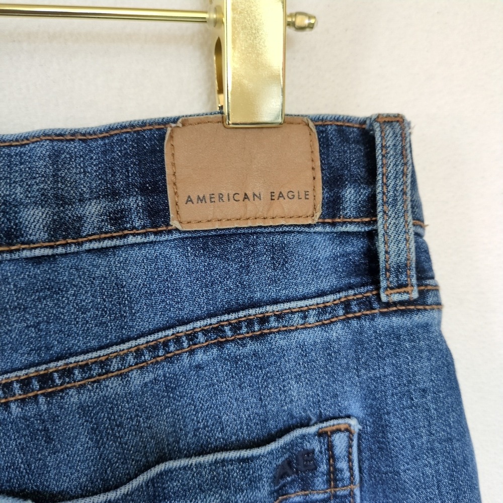 American Eagle Stovepipe Utility Pocket Jeans Crop Raw Hem Stretch Size 12 - Picture 8 of 12